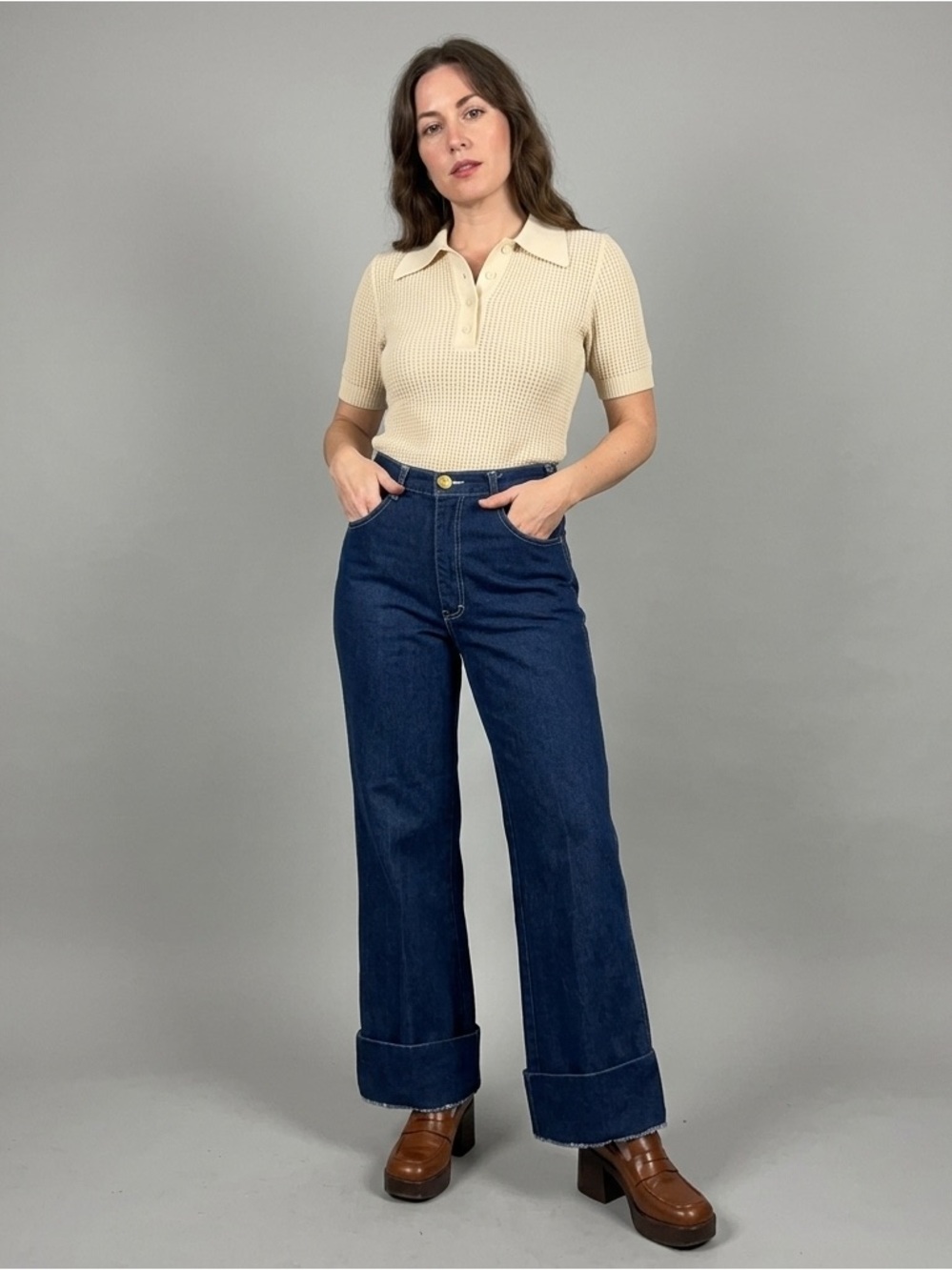 Vintage GAP Fashion Pionners Jeans Womens Size 26x27 Wide Leg Straight Hi Rise